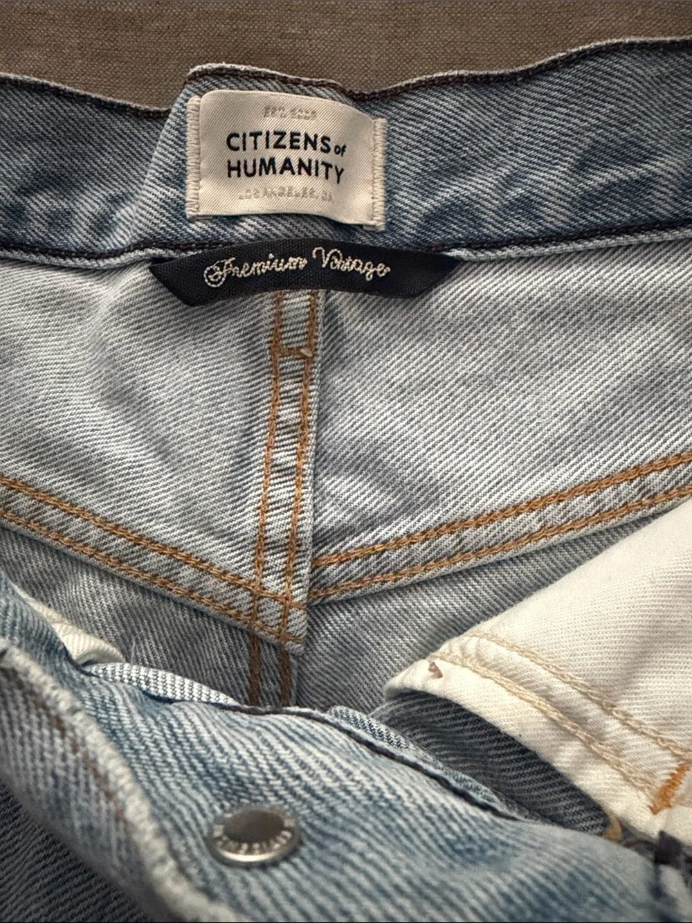 Citizens of Humanity Annabelle Long Light Blue Distressed Denim Women's Shorts